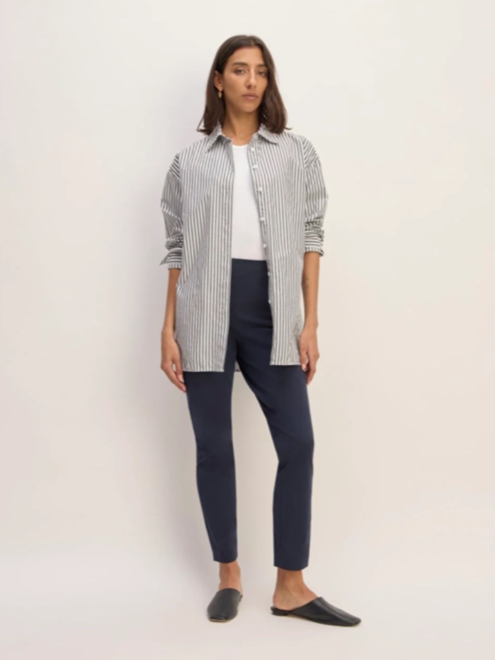 Everlane The Bi-Stretch Work Pant Womens 0 Side Zip Slim Leg Black Ankle